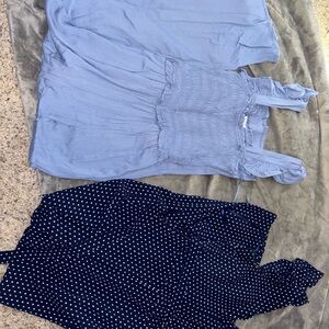 Blue and Navy Polka Dot jumpsuits